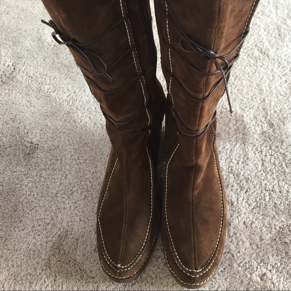 Via Spiga Suede Wedge Heel Knee High Boot - Italy